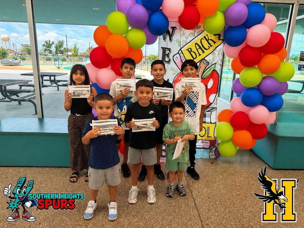 Group of students at Southern Heights being recognized for their attendance achievements. 