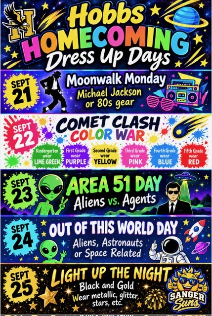 Homecoming dress up days for Sanger Elementary
