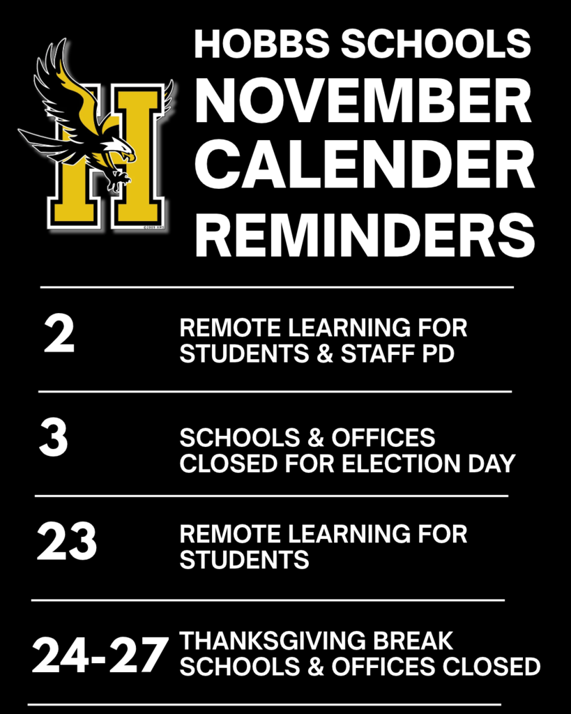 Flyer promotes November dates for Hobbs Schools