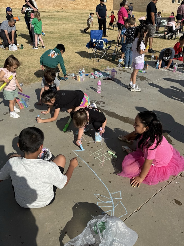 kids drawing with chalk