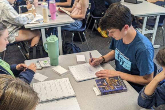 AP Literature students work on an assignment during class.