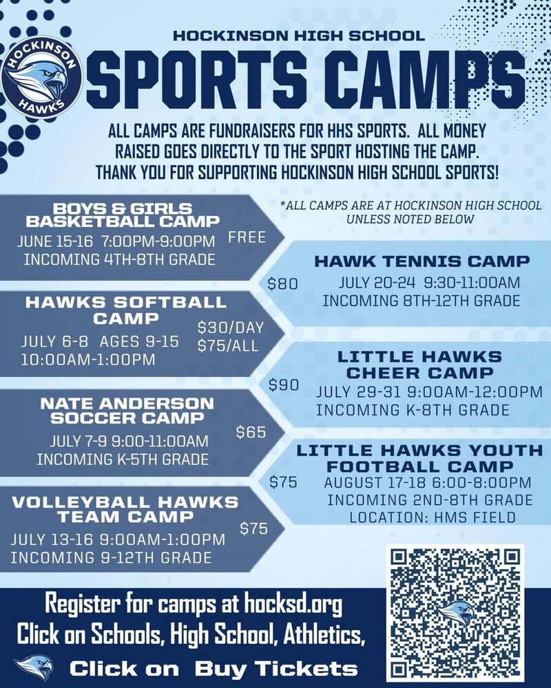 Screen shot of poster advertising HHS Summer Sports Camps