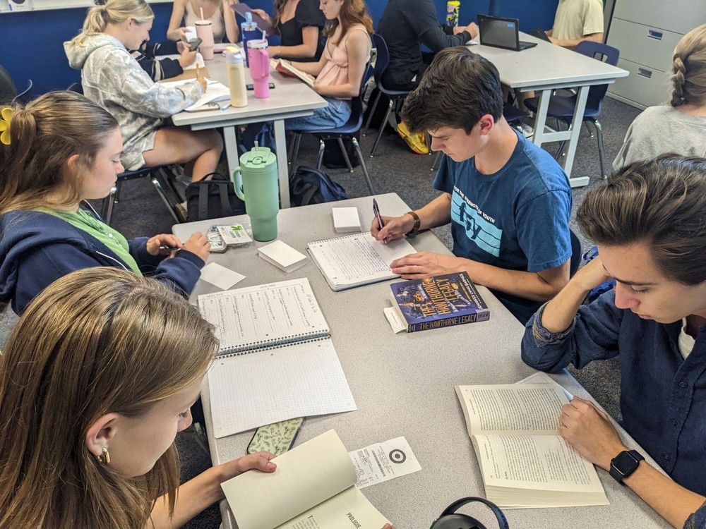Students from a 2024 AP Literature class complete an assignment.