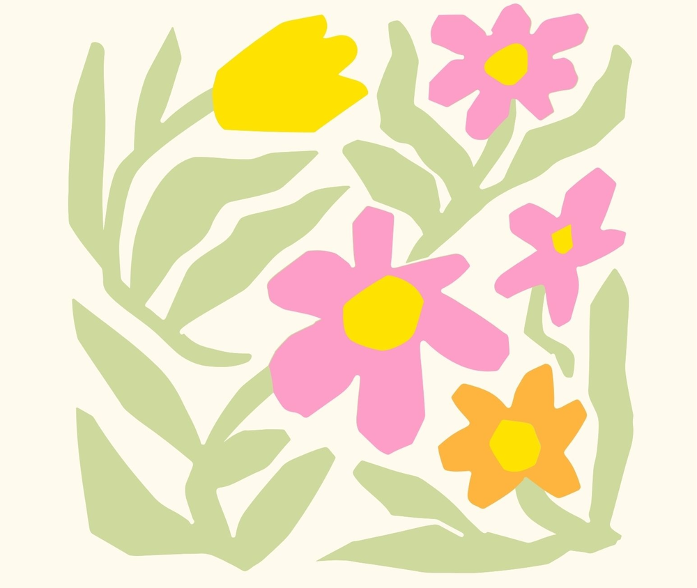 Decorative flowers in spring colors
