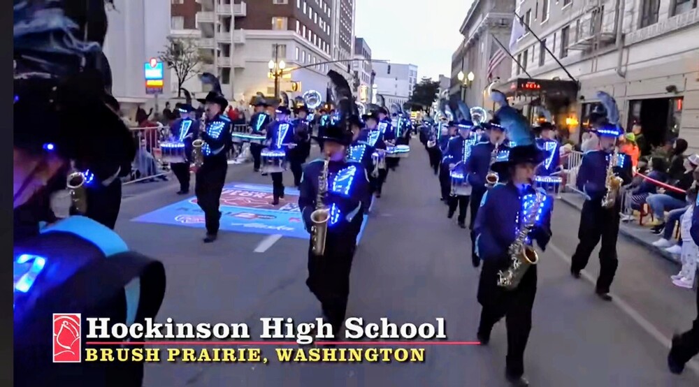 Screenshot of HHS Marching Band from 2026 Portland Starlight Parade