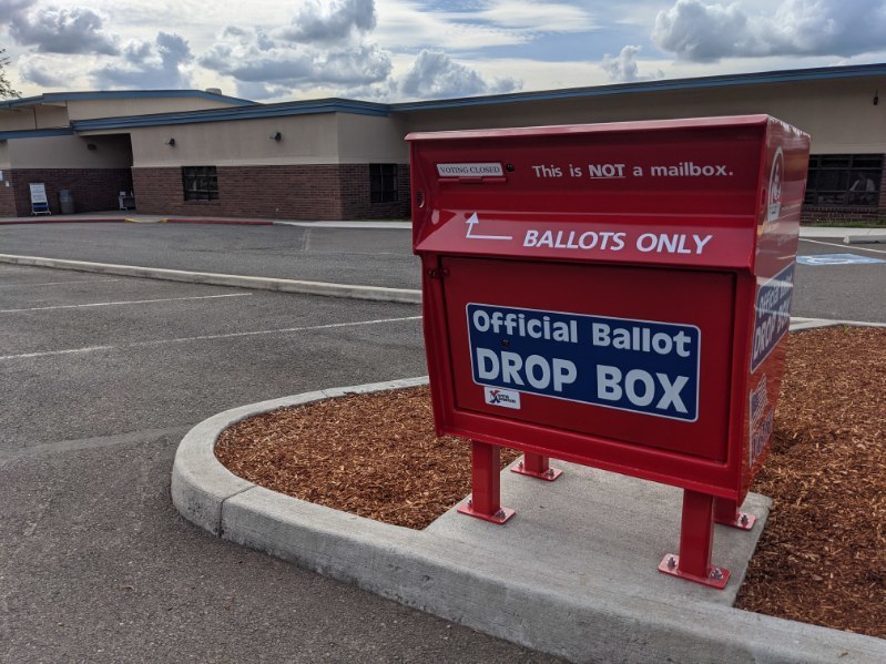 Ballot box located at the Hockinson Community Center.