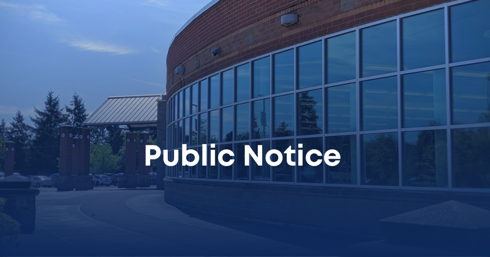 Photo of Hockinson High School with the text overlay "Public Notice"
