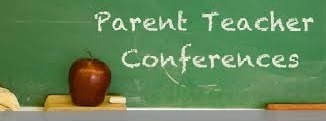Graphic of chalkboard that reads: Parent/Teacher Conferences