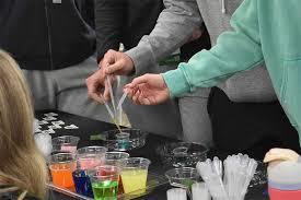 Science students doing experiment