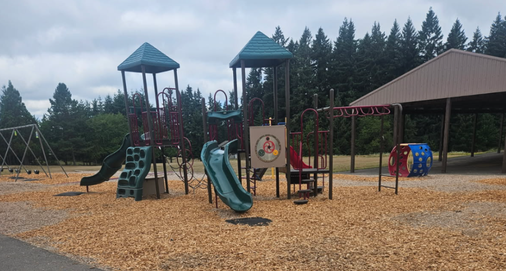 HHES playground following the addition of 30 yards of cedar chips.