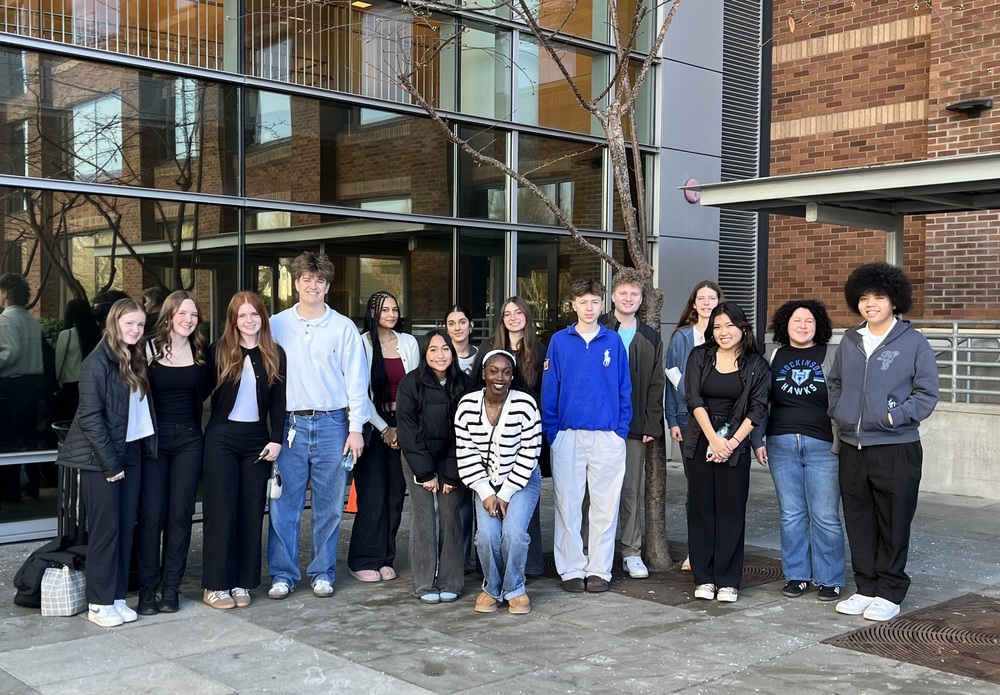 Group of students pose outdoors at medical center