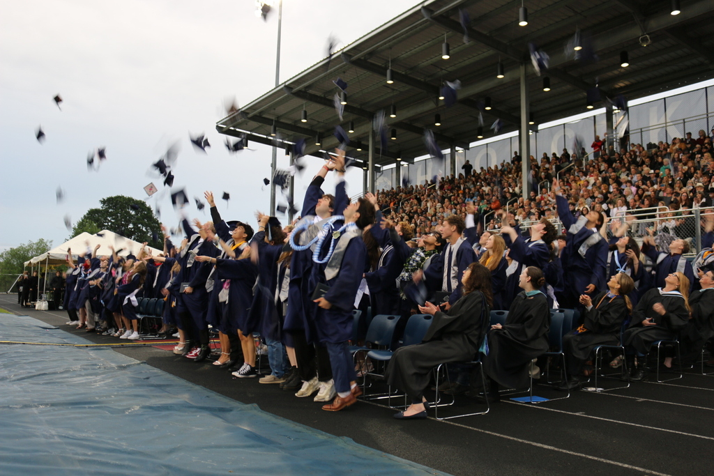 Picture of HS grads throwing hats in  the air