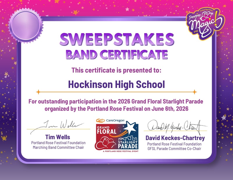 Photo of HHS's Sweepstakes Certificate