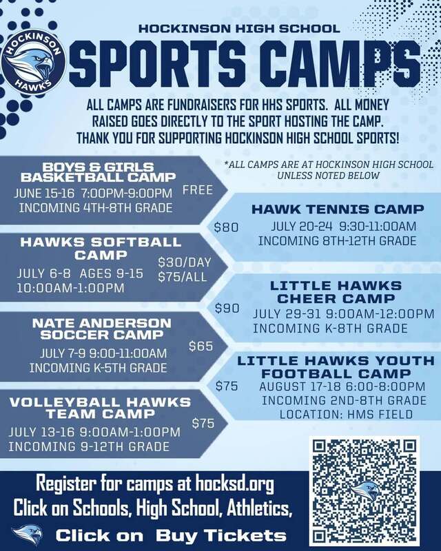 Screen shot of poster advertising HHS Summer Sports Camps