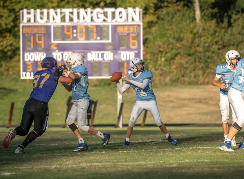 Picture of Evan playing in game v. Huntington MS