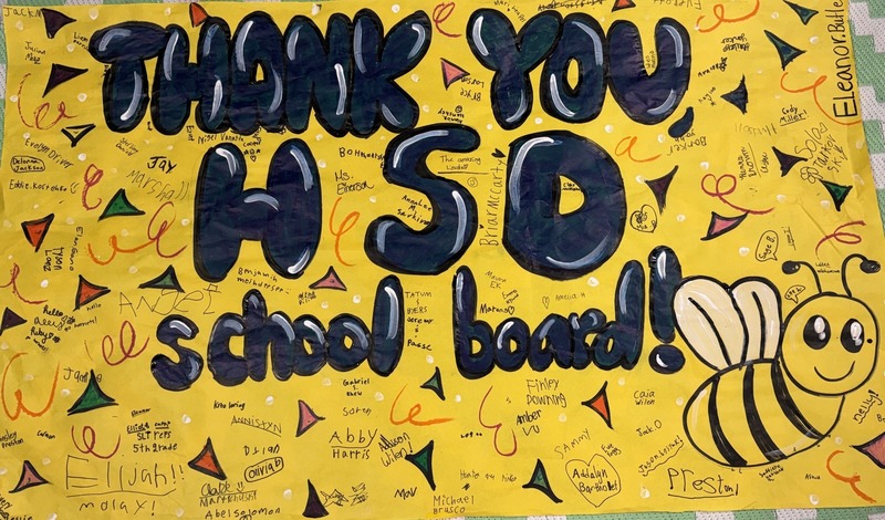 Thank-you poster created by HHES art students for the Hockinson School Board.