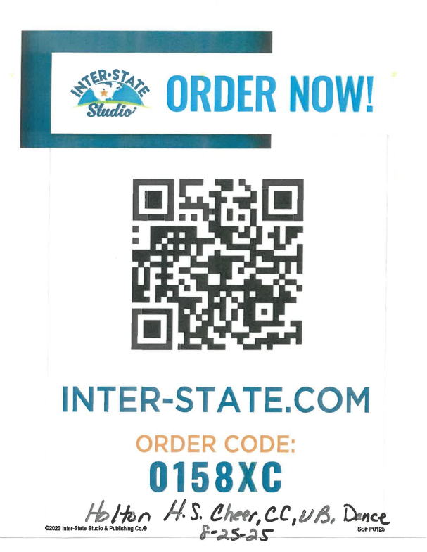 Here are the QR codes parents will need to use to order Fall Sports/Band photos: Cheer, Dance, Cross Country, and Volleyball. Band will have its own separate QR code.