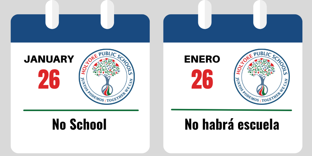 Calendar page showing no school on January 26