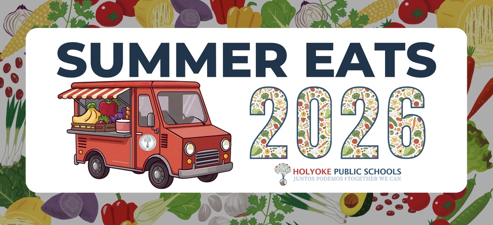 graphic that includes various fruits and vegetables, reading summer eats 2026