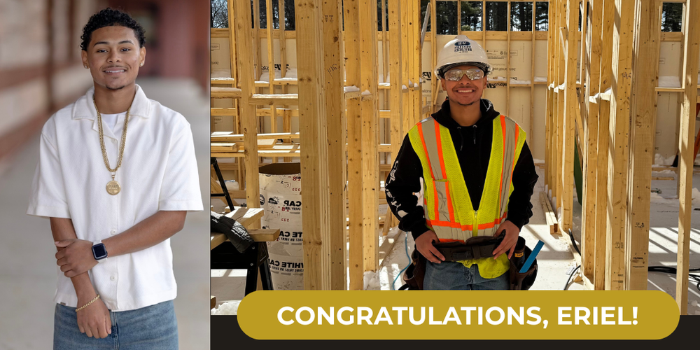 Student photos with text "Congratulations, Eriel!"