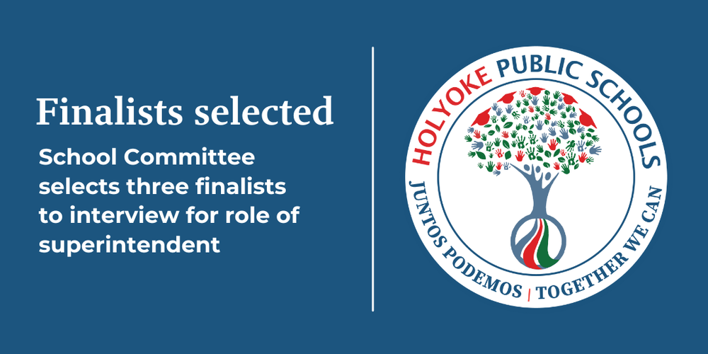 Blue background with HPS logo and text: Finalists selected.