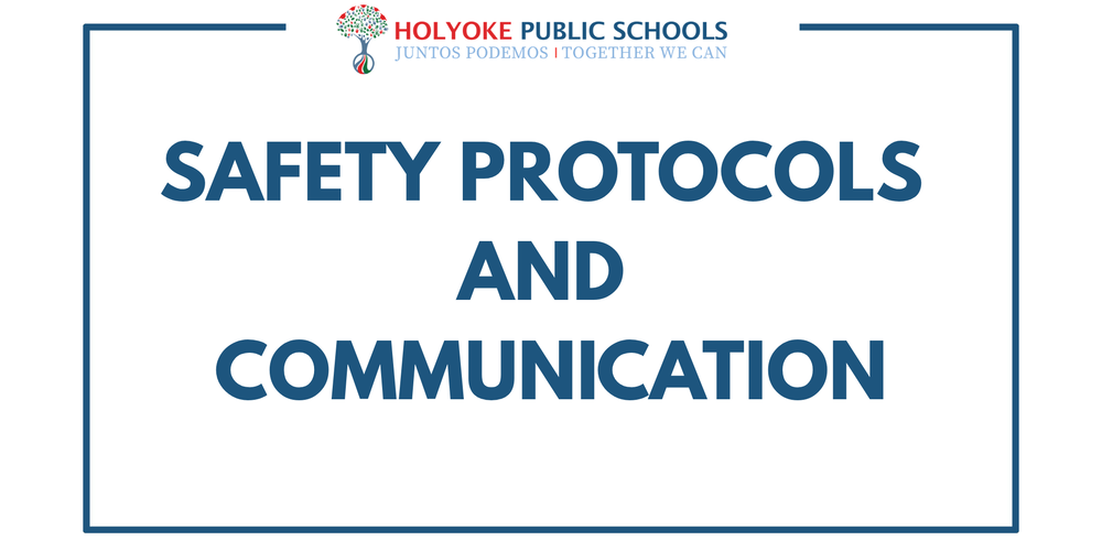 graphic that reads safety protocols and communication