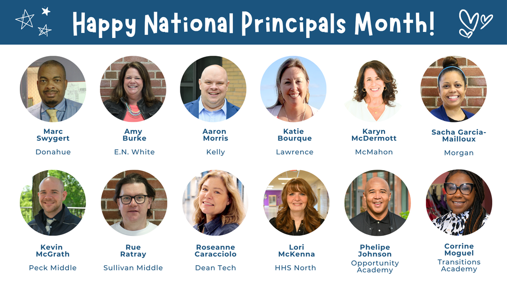 Photos of 12 principals with text: Happy National Principals Month!