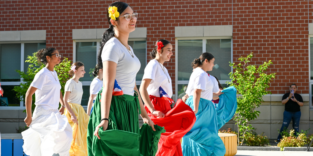 group of students dancing