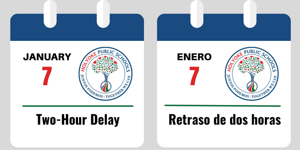 calendar page showing two-hour delay on January 7