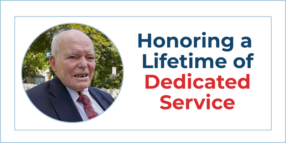 Photo of William Collamore and text: Honoring a Lifetime of Dedicated Service