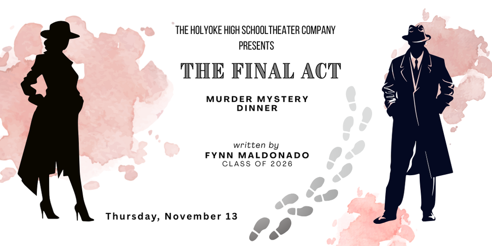 Silhouette of woman and man in trench coats who appear to be detectives