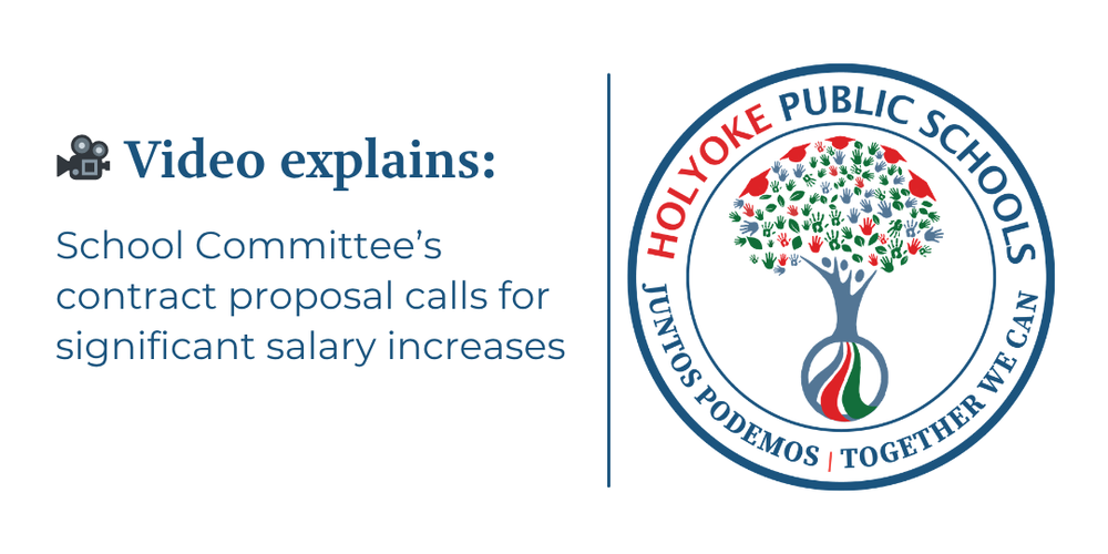 HPS logo with text: Video explains: School Committee's contract proposal calls for significant salary increases