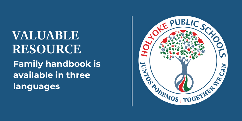 HPS logo with text: Valuable resource - Family handbook is available in three languages