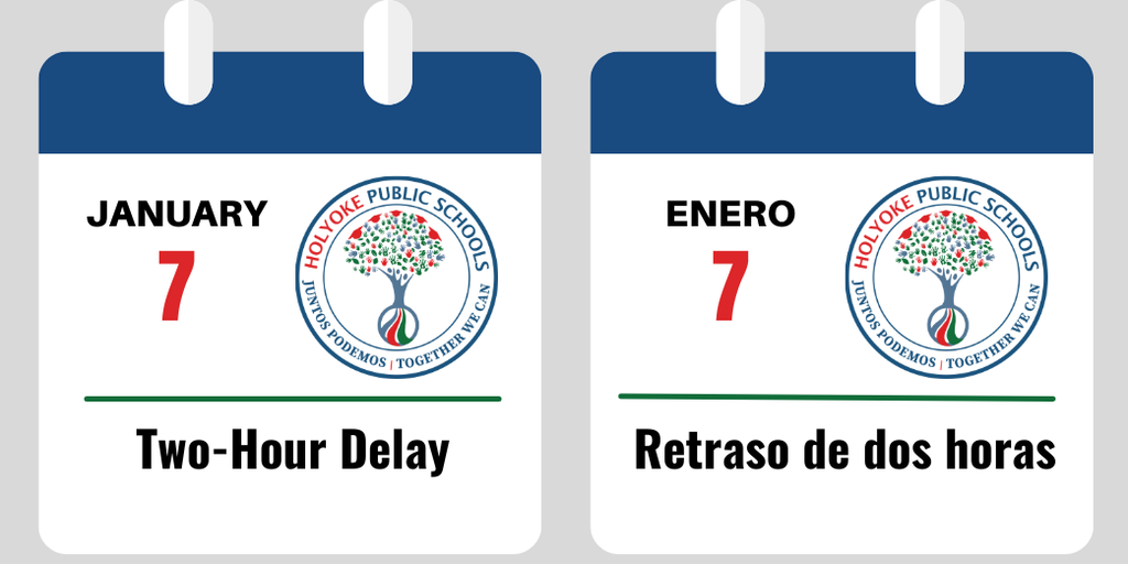 calendar page showing two-hour delay on January 7