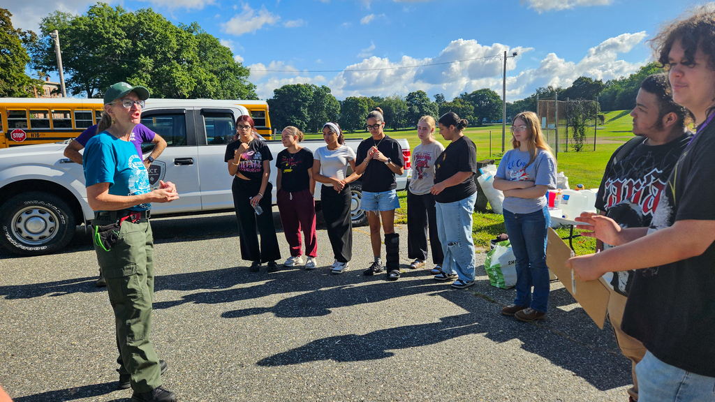 Students prepare to clean