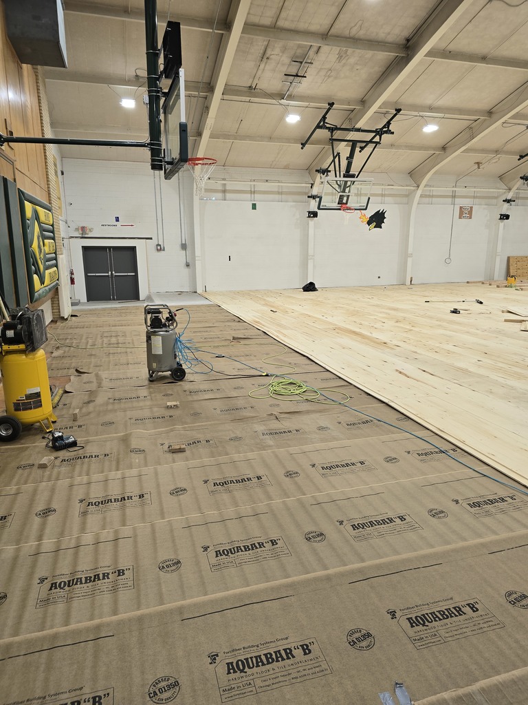 New subfloor installed in old gym