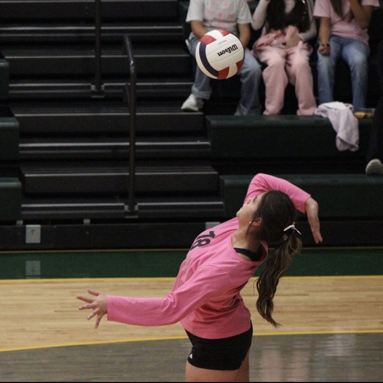 girl prepares to hit ball