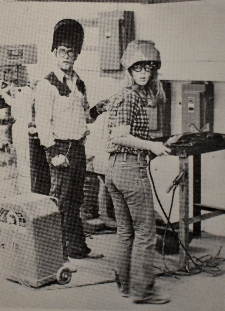 #TBT Laurie Lebsack and Jack Chesnut work on bettering their welding skills on their 1977  FFA welding project.  #DragonPride #OnceADragonAlwaysADragon #LeaveALegacy