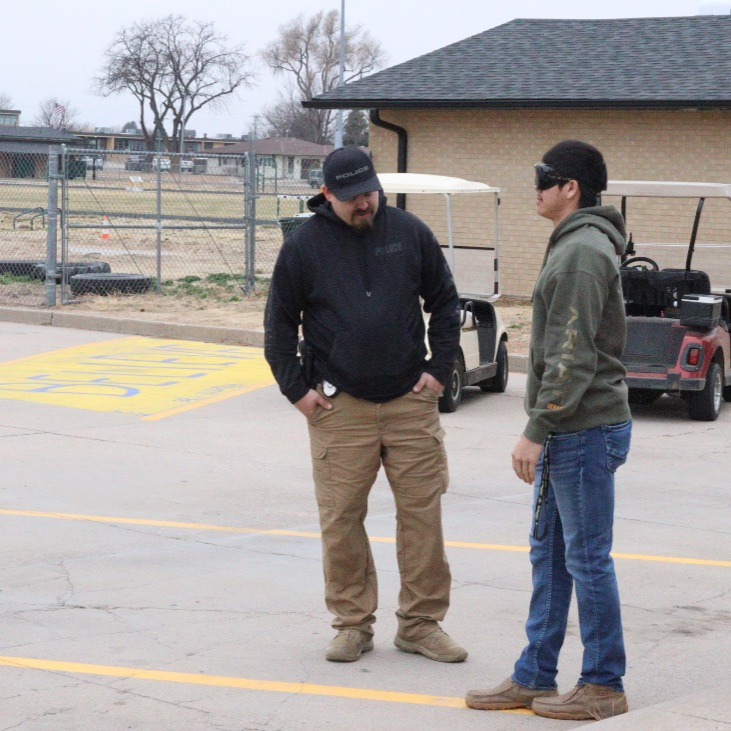 student walks on line 