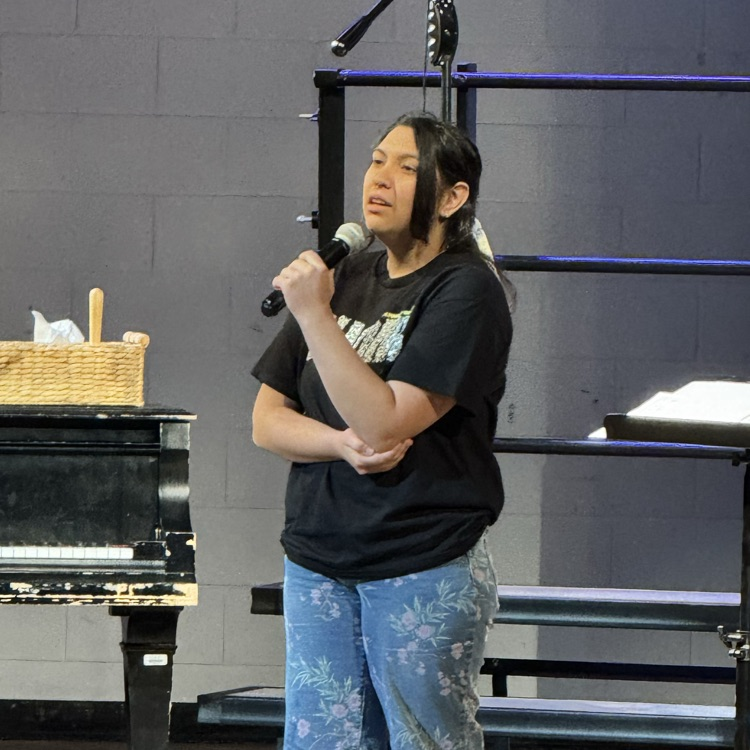 student singing