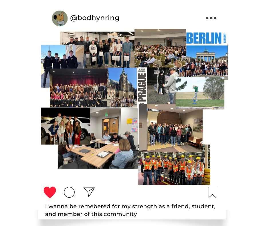 photo collage - at the bottom of the collage are the words, I wanna be remembered for my strength as a friend, student, and member of this community