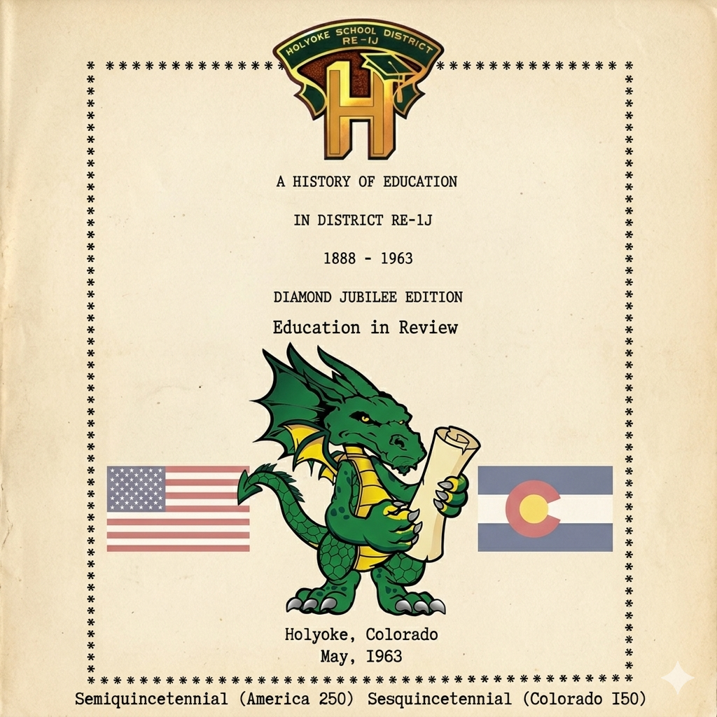 dragon holding a scroll with the american and colorado flags on either side. 