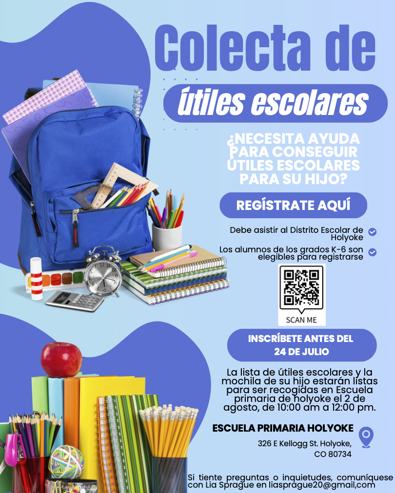 Do you need help getting school supplies scan the QR code on this page. Must attend the Holyoke School District.