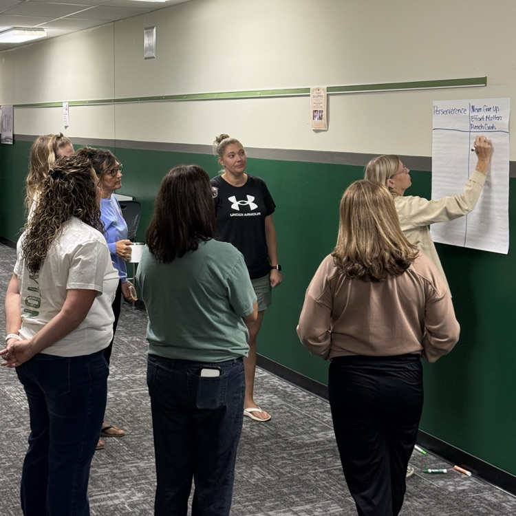 teachers participating in a gallery walk