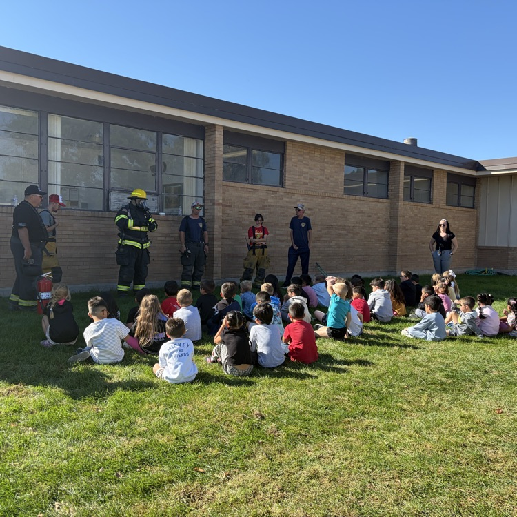 Fire prevention awareness week volunteer firefighters are talking to kids in grades kinder, 1st and 2nd!