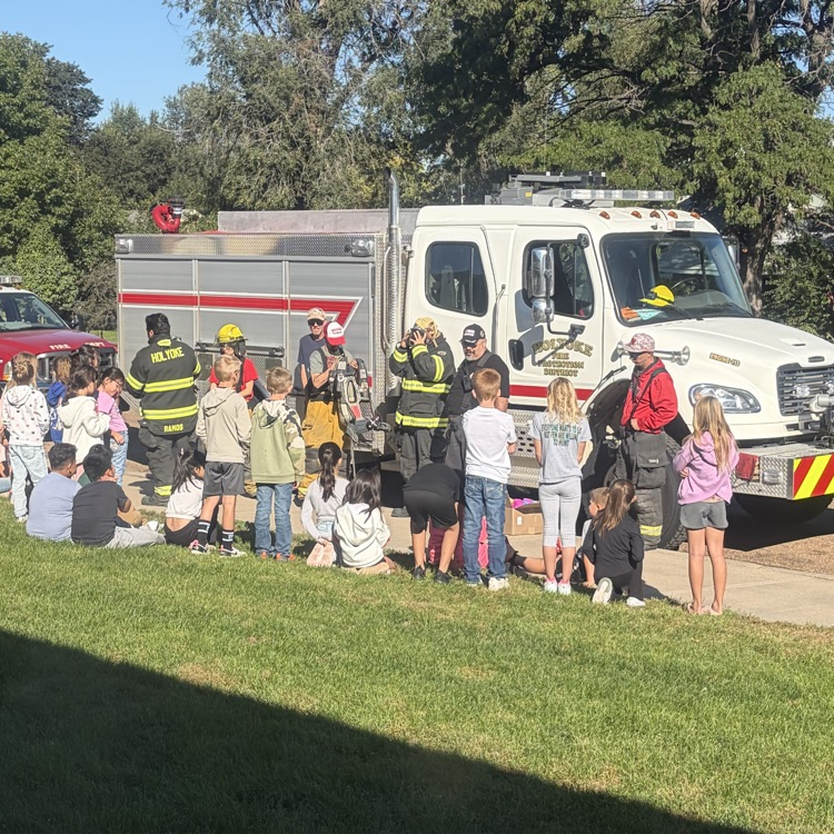 Fire prevention awareness week volunteer firefighters are talking to kids in grades kinder, 1st and 2nd!