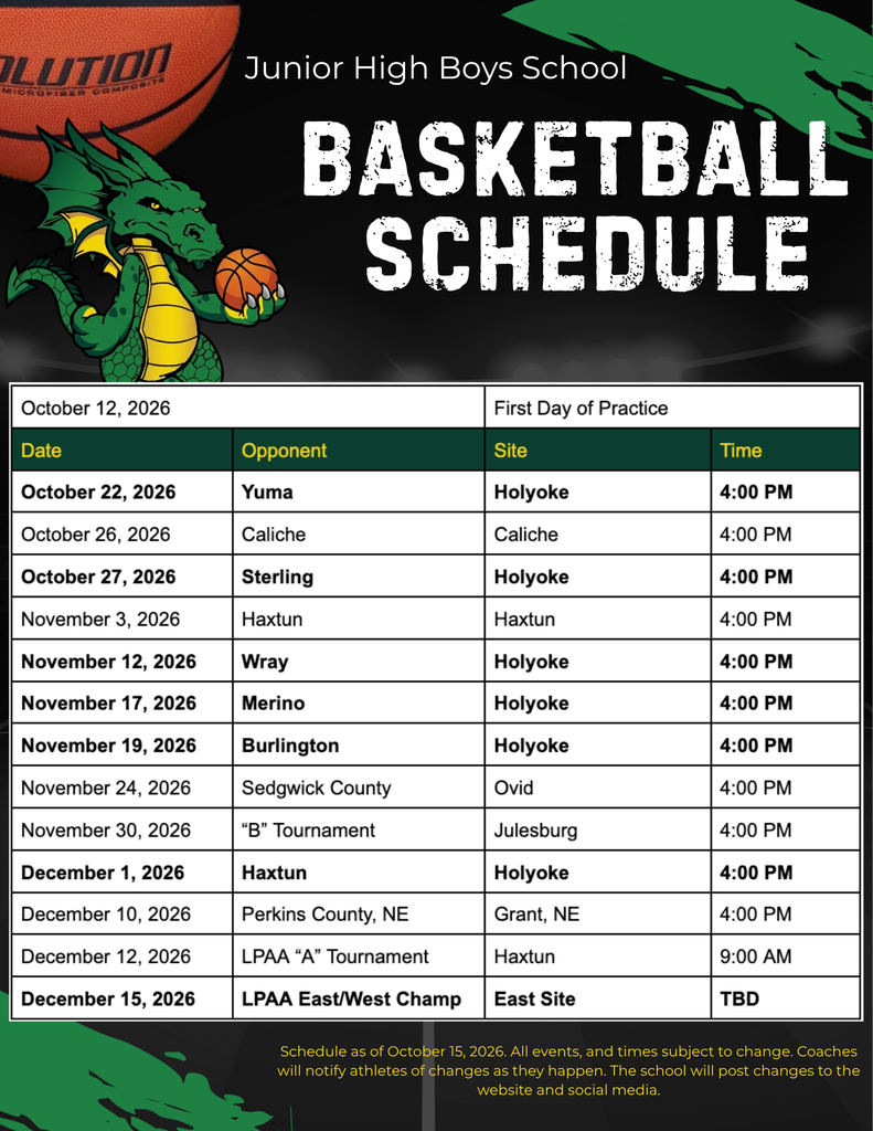 JR High Boys Basketball Schedule