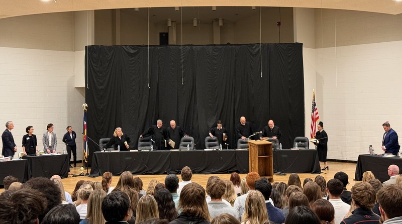 Justices enter the courtroom before a case.