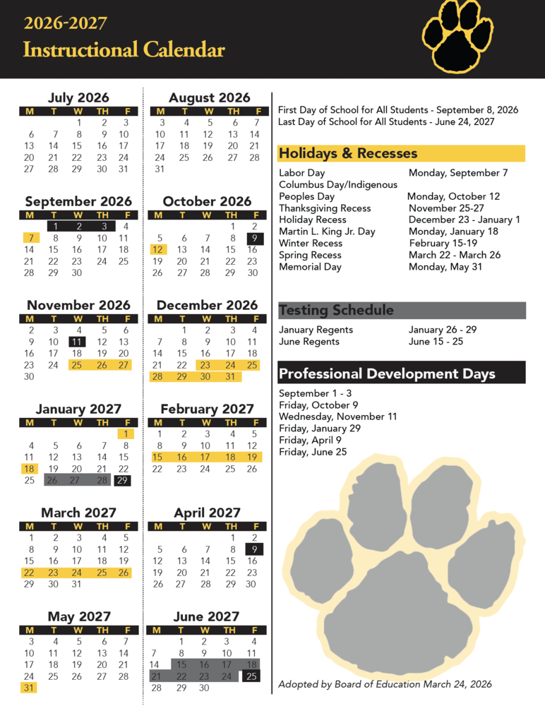 instructional calendar