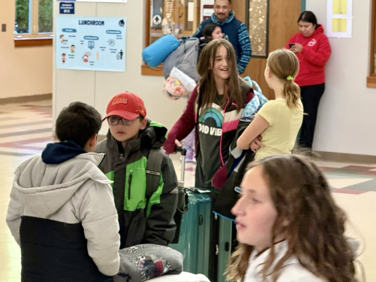 students getting ready for trip